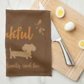 Dachshund Thanksgiving Dish Towel Theedoek (Quarter Fold)