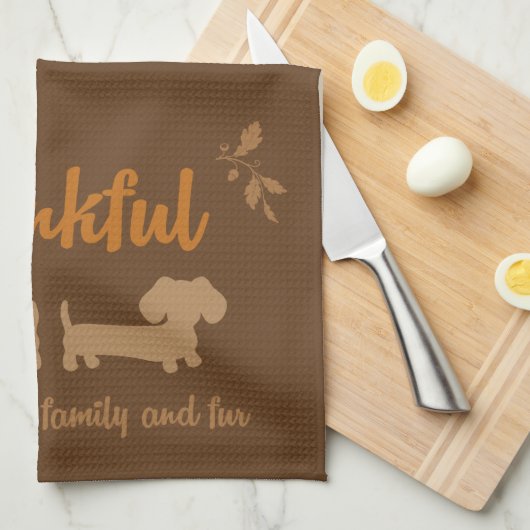 Dachshund Thanksgiving Dish Towel Theedoek (Quarter Fold)