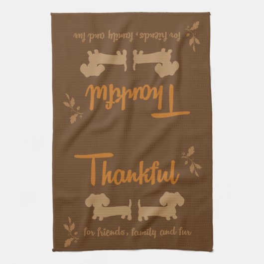 Dachshund Thanksgiving Dish Towel Theedoek (Verticaal)