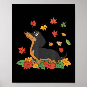 Dachshund Thanksgiving pelgrim herfst herfstblader Poster