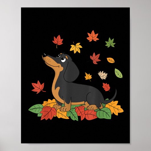 Dachshund Thanksgiving pelgrim herfst herfstblader Poster (Voorkant)