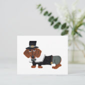 Dachshund Thanksgiving Pilgrim Briefkaart (Staand voorkant)