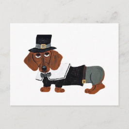 Dachshund Thanksgiving Pilgrim Briefkaart