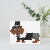 Dachshund Thanksgiving Pilgrim Briefkaart (Staand voorkant)