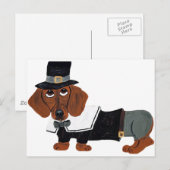 Dachshund Thanksgiving Pilgrim Briefkaart (Voorkant / Achterkant)