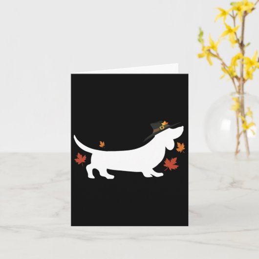 Dachshund Thanksgiving Pilgrim Fall  Kaart (Gele Bloem)