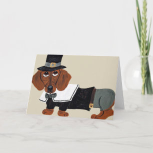 Dachshund Thanksgiving Pilgrim Feestdagen Kaart