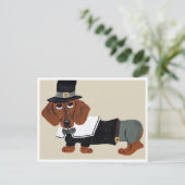Dachshund Thanksgiving Pilgrim Feestdagenkaart (Staand voorkant)