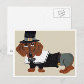 Dachshund Thanksgiving Pilgrim Feestdagenkaart (Voorkant / Achterkant)