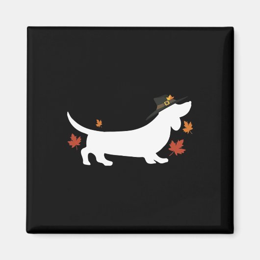 Dachshund Thanksgiving Pilgrim Herfst Magneet (Voorkant)