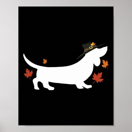 Dachshund Thanksgiving Pilgrim Herfst Poster (Voorkant)