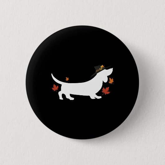 Dachshund Thanksgiving Pilgrim Herfst Ronde Button 5,7 Cm (Voorkant)