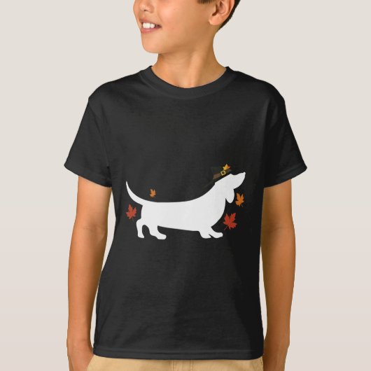 Dachshund Thanksgiving Pilgrim Herfst T-shirt (Voorkant)
