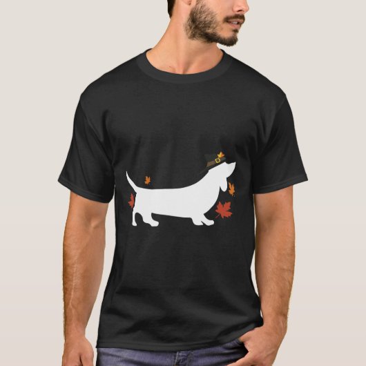 Dachshund Thanksgiving Pilgrim Herfst T-shirt (Voorkant)