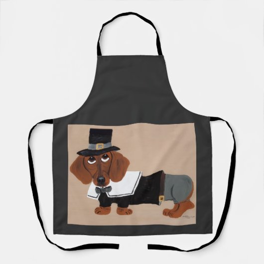 Dachshund Thanksgiving Pilgrim Schort (Voorkant)