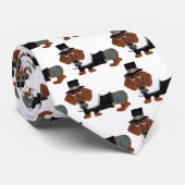 Dachshund Thanksgiving Pilgrim Stropdas (Opgerold)