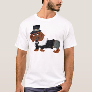 Dachshund Thanksgiving Pilgrim T-shirt