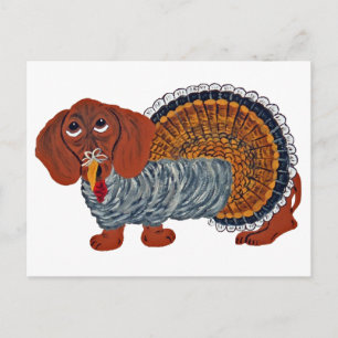 Dachshund Thanksgiving Turkije Feestdagenkaart