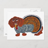 Dachshund Thanksgiving Turkije Feestdagenkaart (Voorkant / Achterkant)