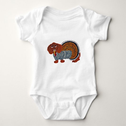Dachshund Thanksgiving Turkije Romper (Voorkant)