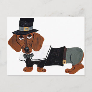 Dachshund Thanksgviving Pilgrim Briefkaart