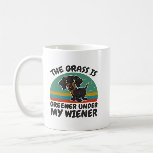 Dachshund the Grass Greener under My Wiener Dog Fu Koffiemok (Links)