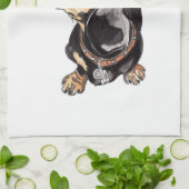 Dachshund-theehanddoek. Theedoek (Gevouwen)