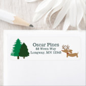 Dachshund-thema Kerst Kaart Adresetiketten Etiket (Insitu)