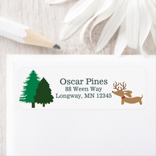 Dachshund-thema Kerst Kaart Adresetiketten Etiket (Insitu)