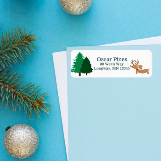 Dachshund-thema Kerst Kaart Adresetiketten Etiket