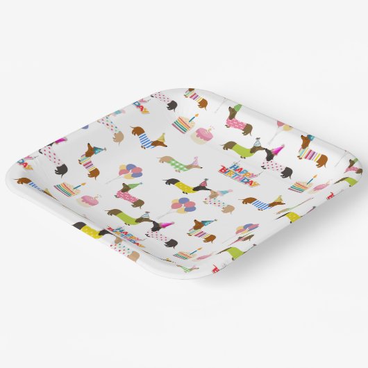 Dachshund Thmed Birthday Party Borden Papieren Bordje (Gebogen)