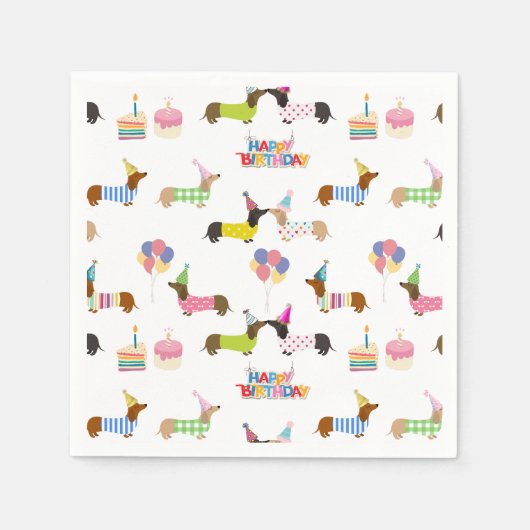 Dachshund Threspect Birthday Napkins Servet (Voorkant)