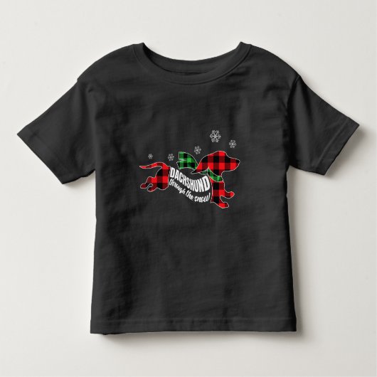 Dachshund Through  Snow Doxie Dog Plaid Christmas Kinder Shirts (Voorkant)