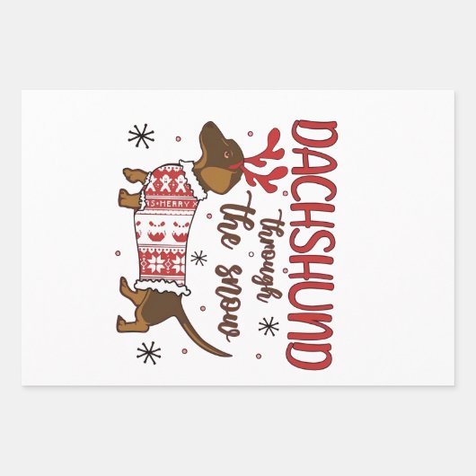 Dachshund Through The Snow Christmas Dog Lover Inpakpapier Vel (Voorkant)