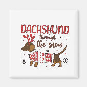 Dachshund Through The Snow Christmas Dog Lover Magneet (Voorkant)