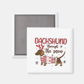 Dachshund Through The Snow Christmas Dog Lover Magneet (Voorkant / Achterkant)