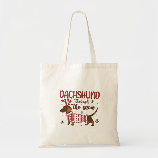 Dachshund Through The Snow Christmas Dog Lover Tote Bag (Voorkant)
