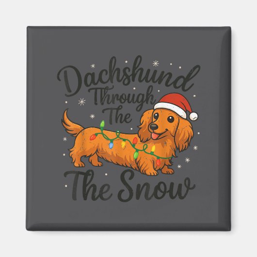 Dachshund Through The Snow Christmas Pajama Toddle Magneet (Voorkant)