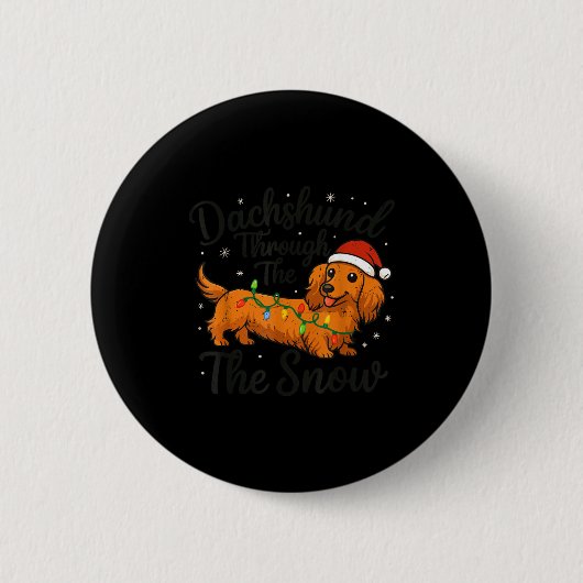Dachshund Through The Snow Christmas Pajama Toddle Ronde Button 5,7 Cm (Voorkant)