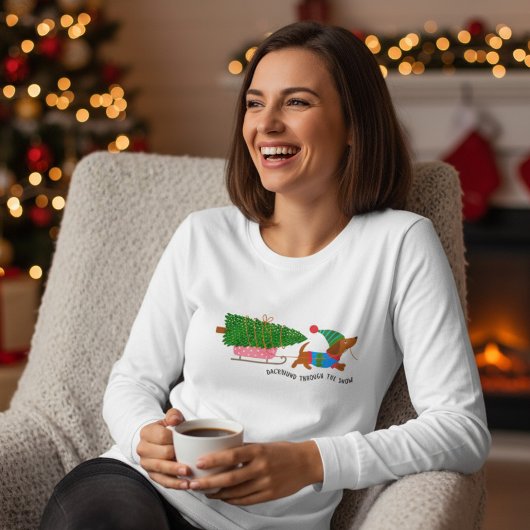 Dachshund Through The Snow Cute Christmas Dog Tri-Blend Shirt