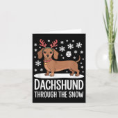 Dachshund Through The Snow Cute Reindeer Christmas Kaart (Voorkant)