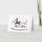 Dachshund Through the Snow - Funny Christmas Card Feestdagen Kaart (Voorkant)