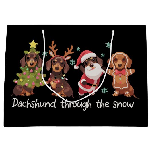 Dachshund Through The Snow Funny Christmas Dogs Groot Cadeauzakje (Voorkant)