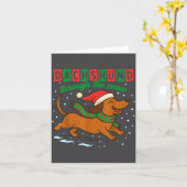 Dachshund Through The Snow Funny Christmas Wiener  Kaart (Gele Bloem)