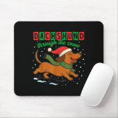 Dachshund Through The Snow Funny Christmas Wiener  Muismat (Met muis)