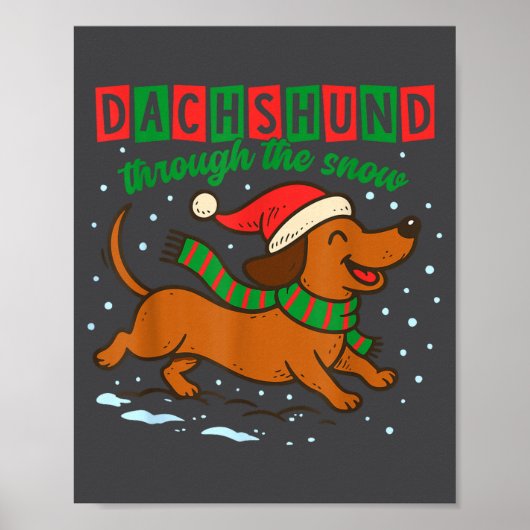 Dachshund Through The Snow Funny Christmas Wiener  Poster (Voorkant)