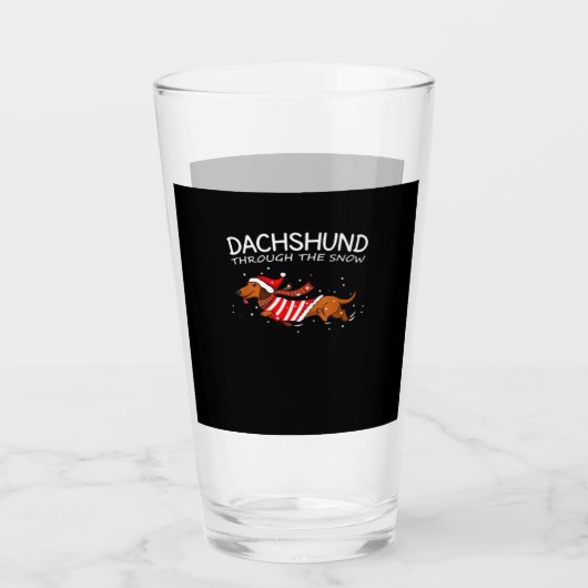 Dachshund Through The Snow Funny Dog Christmas Cla Glas (Voorkant)