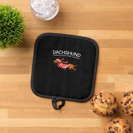 Dachshund Through The Snow Funny Dog Christmas Cla Pannenlap (Top down)