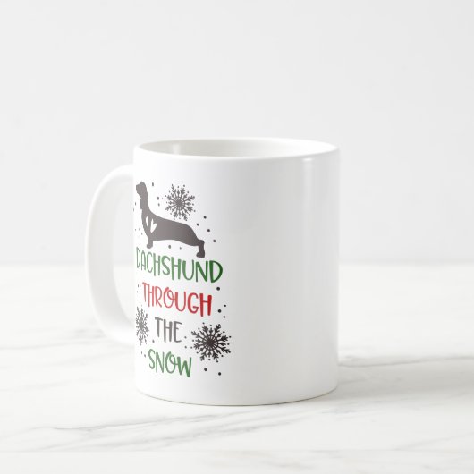 Dachshund Through The Snow Funny Dog Xmas Koffiemok (Voorkant links)