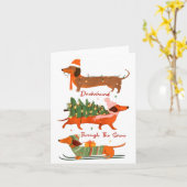 Dachshund Through The Snow Merry Christmas Dachshu Kaart (Gele Bloem)
